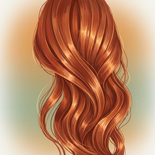 Auburn red wavy hair illustration
