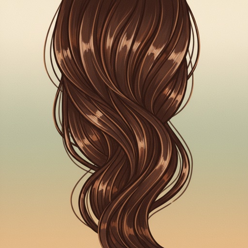 Dark brown wavy hair illustration