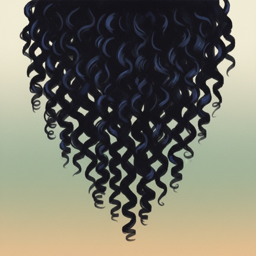 Jet black coiled hair illustration